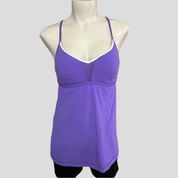 Lululemon Live Lightly Athletic Yoga Tank Power Purple / White - Picture 5 of 15